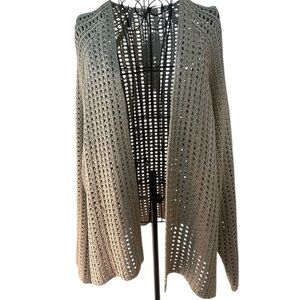Wishlist Open Weave Cardigan, Gray, Size M/L, 100% Acrylic, Hand Wash, NWT